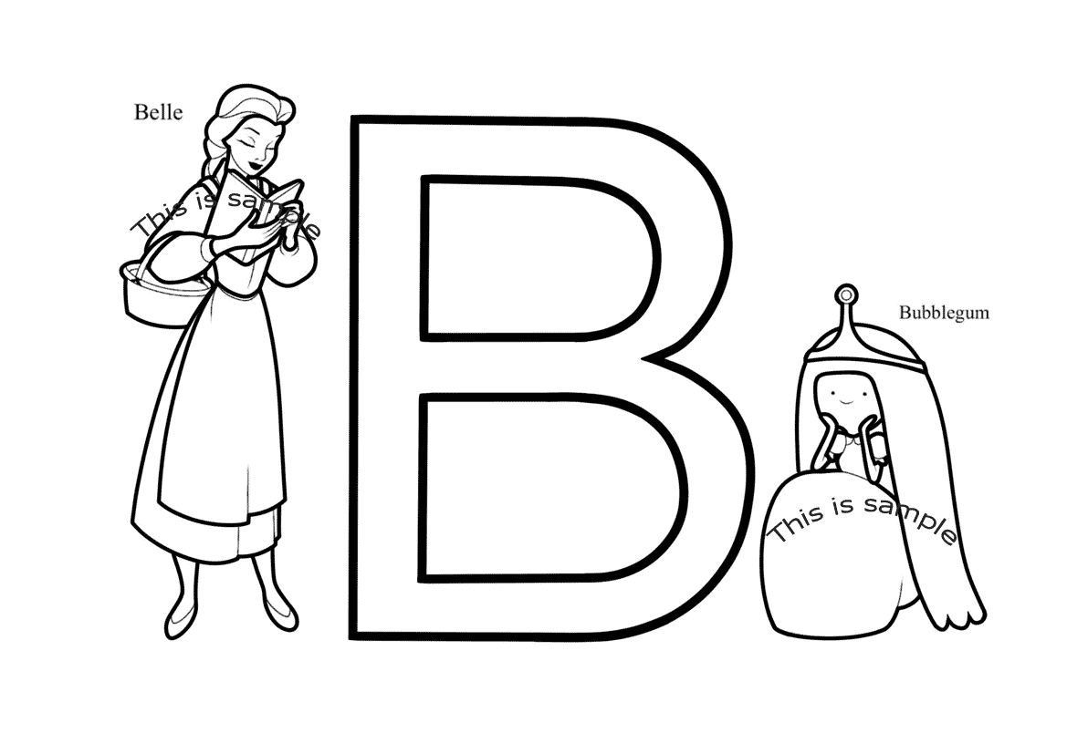 Buchstabe B: Belle und Bubblegum Malvorlagen