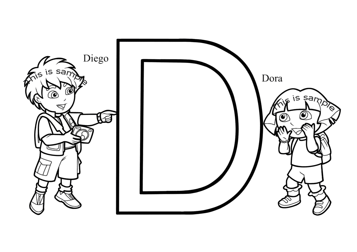 Buchstabe D: Diego und Dora Malvorlagen