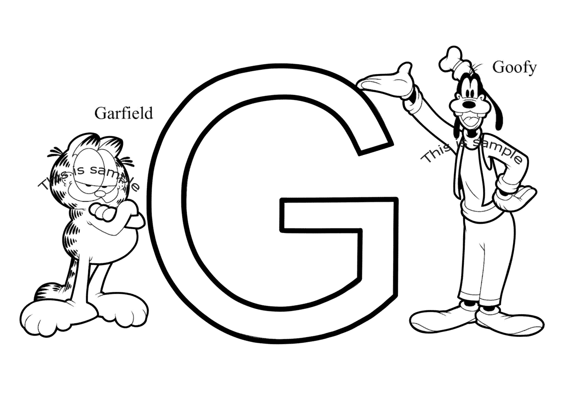 Buchstabe G: Garfield und Goofy Malvorlagen