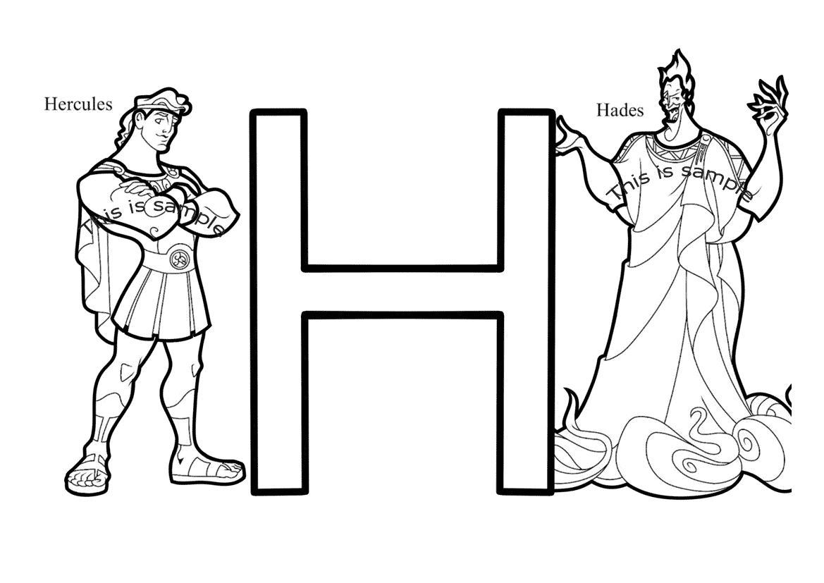 Buchstabe H: Hercules und Hades Malvorlagen