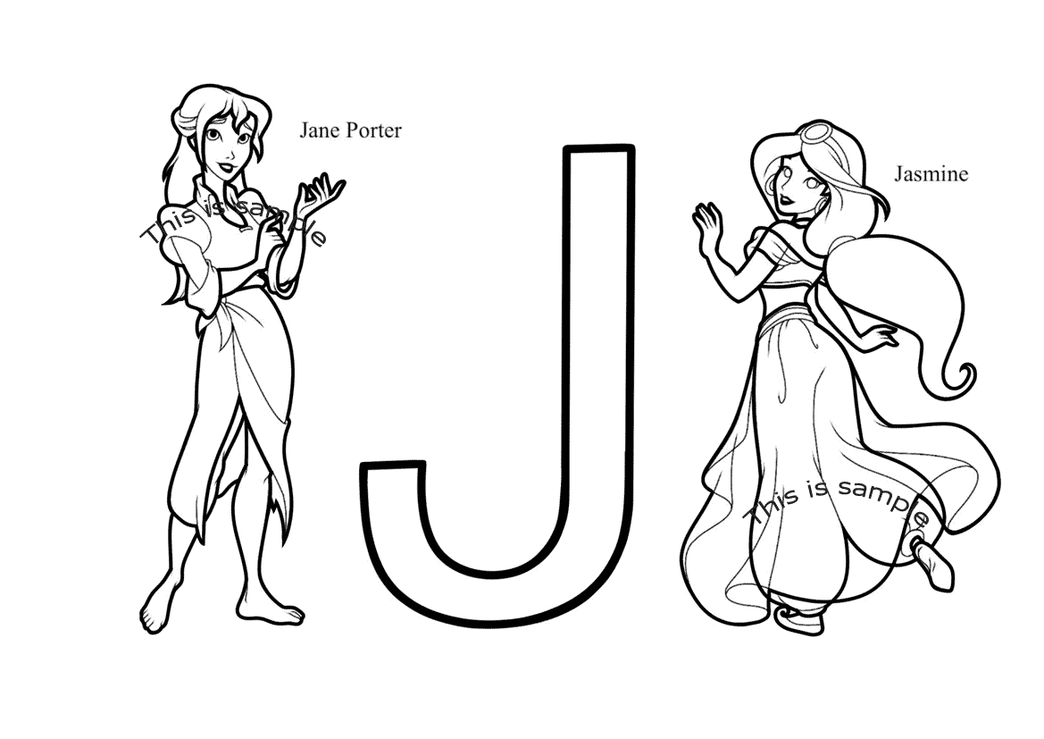Buchstabe J: Jane Porter und Jasmine Malvorlagen