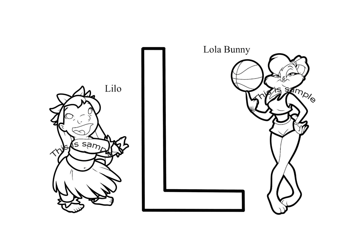 Buchstabe L: Lilo und Lola Bunny Malvorlagen