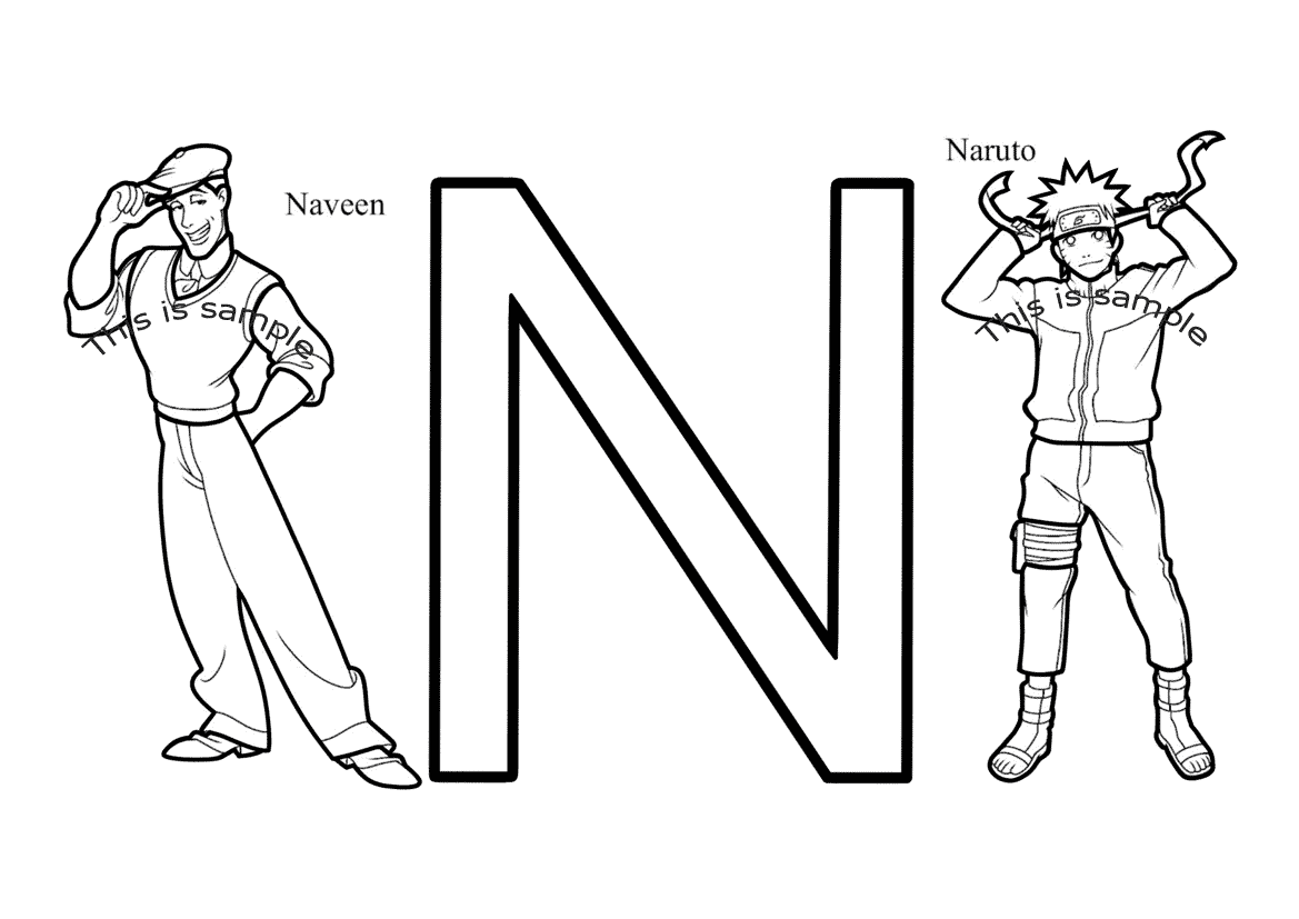 Buchstabe N: Naven und Naruto Malvorlagen