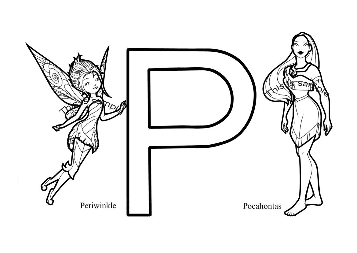 Buchstabe P: Periwinkle und Pocahontas Malvorlagen