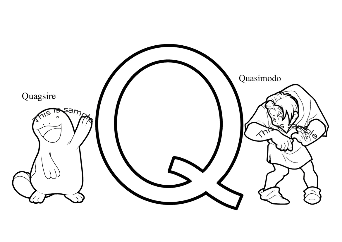 Buchstabe Q: Quagsire und Quasimodo Malvorlagen