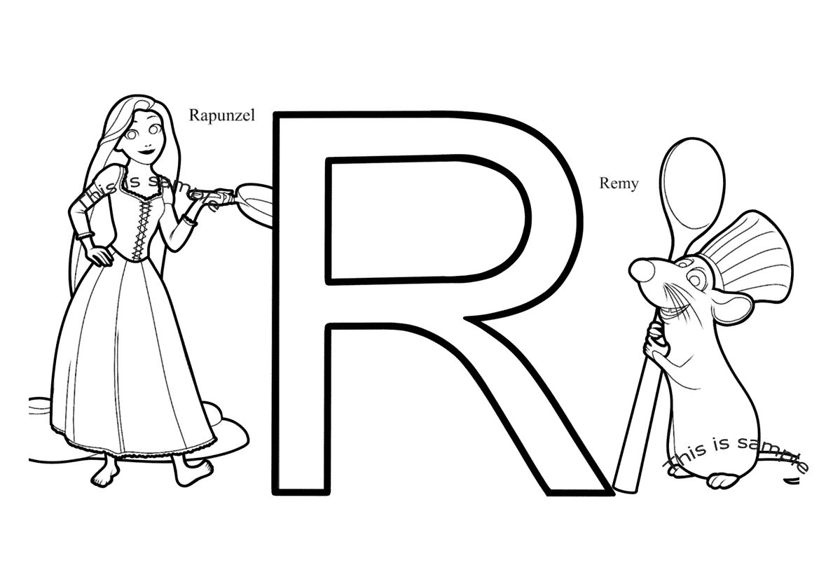 Buchstabe R: Rapunzel und Remy Malvorlagen