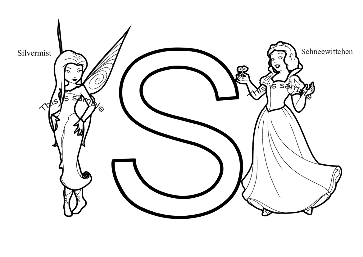 Buchstabe S: Silvermist und Schneewittchen Malvorlagen