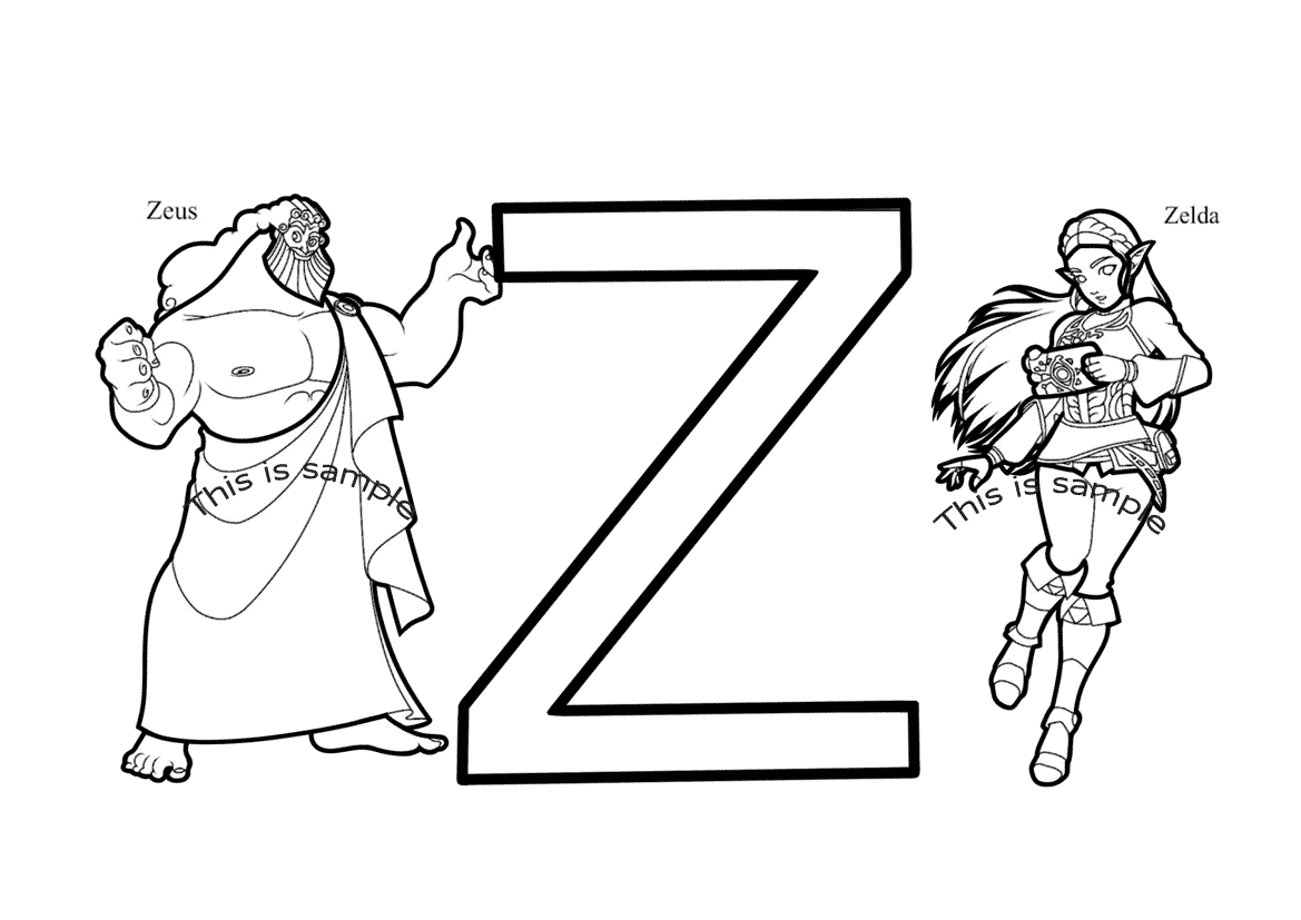 Buchstabe Z: Zeus und Zelda Malvorlagen