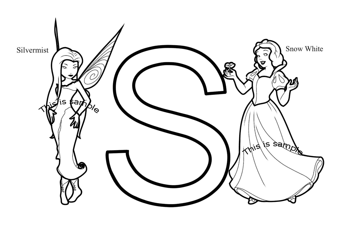 Letter S: Silvermist and Snow White Coloring Pages