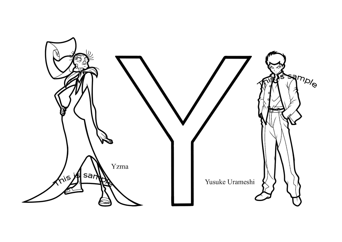 Letter Y: Yzma and Yusuke Urameshi Coloring Pages