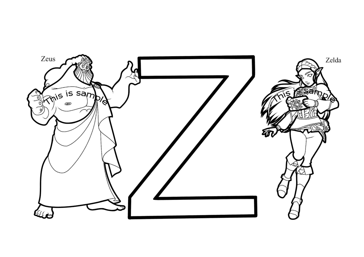 Letter Z: Zeus and Zelda Coloring Pages