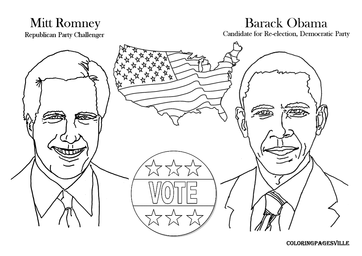 Romney vs Obama coloring pages
