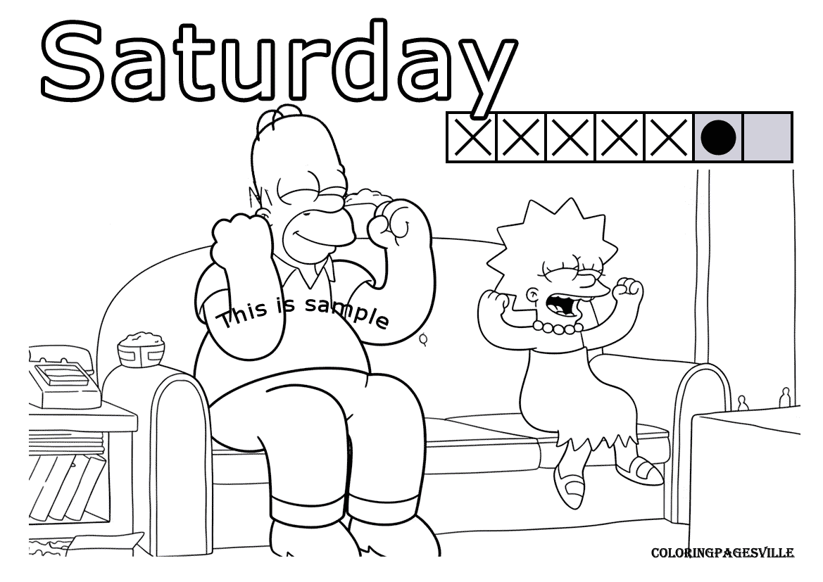 Saturday (Homer Simpson and Lisa) Coloring Pages