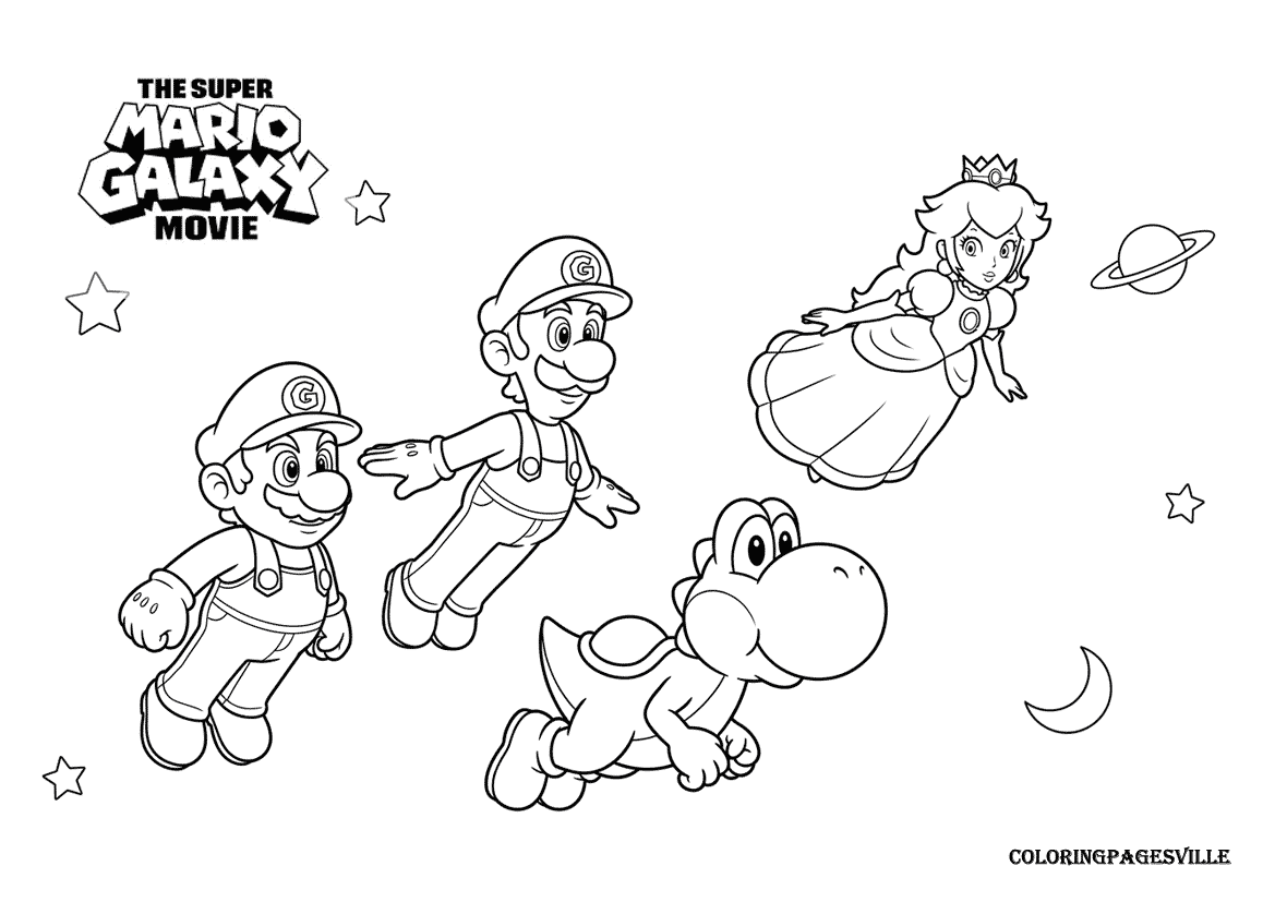 The Super Mario Galaxy Movie Coloring Pages