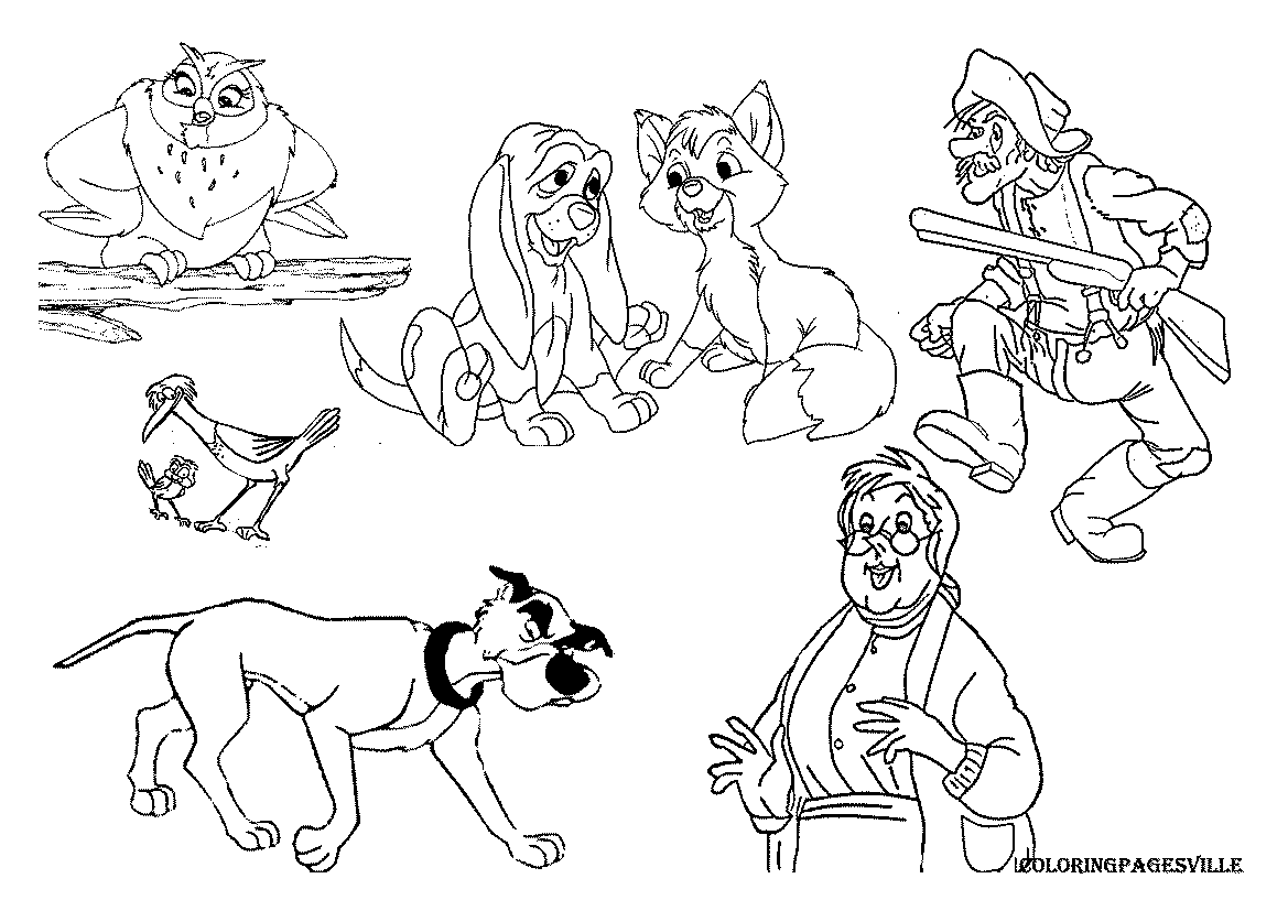 The Fox and the Hound coloring pages